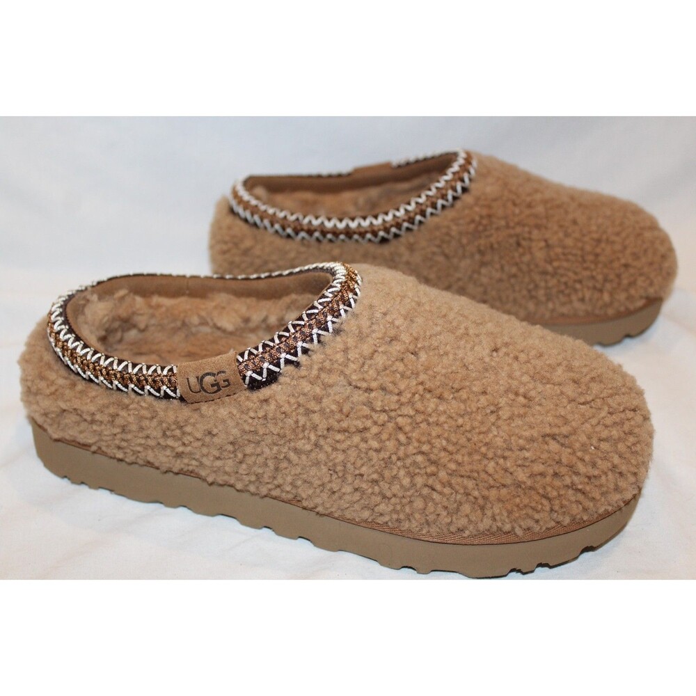 UGG WOMEN'S TASMAN MAXI CURLY SHEARLING SLIP ON SLIPPERS CHESTNUT NIB SZ 8